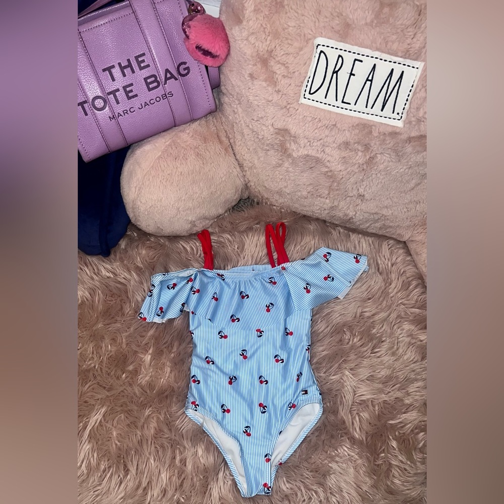 NWOT Tommy Hilfiger Girls Cherry Darcia Swimsuit, Size Small (7)